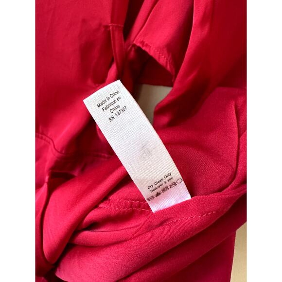 $490 Marissa Webb Red Silk Shirtdress Womens XS Long Sleeve Button Front Dress - Picture 8 of 8